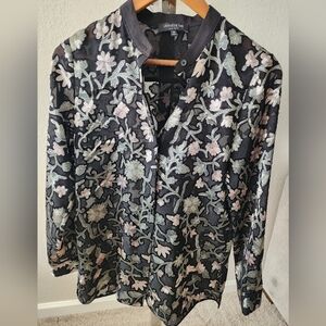 Lafayette 148 New York Brayden Floral Burnout Velvet Blouse, Size Xs